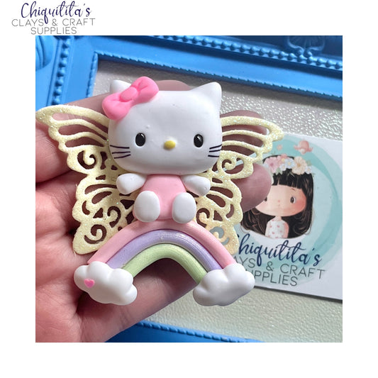 Clay Embellishment: Hello Kitty with Rainbow Wings