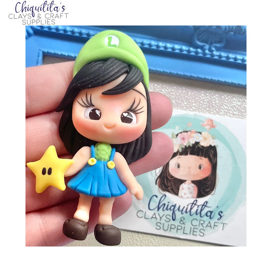Clay Embellishment: Cute Girl With Green Superstar