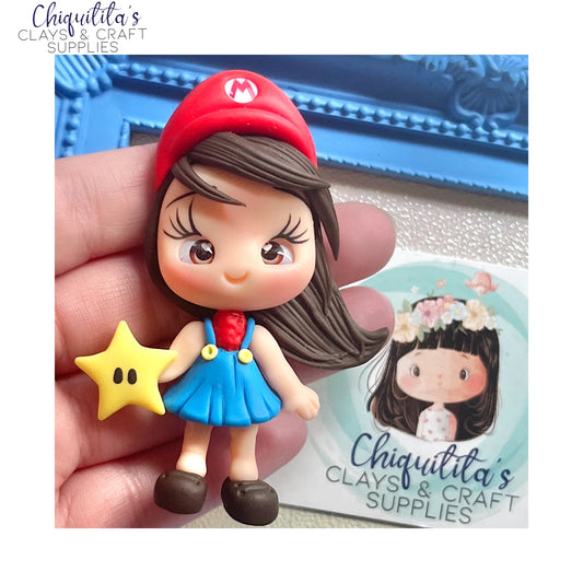 Clay Embellishment: Cute Girl With Red Superstar