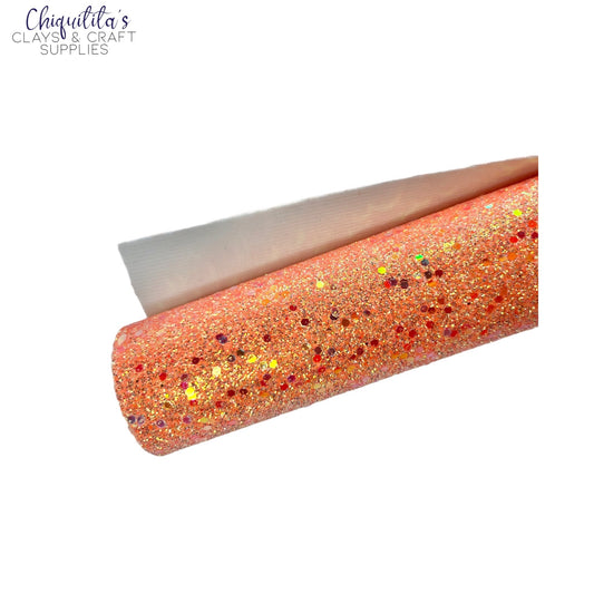 Bow Craft Supplies: Solid Orange Sparkle - Chunky Glitter Sheet