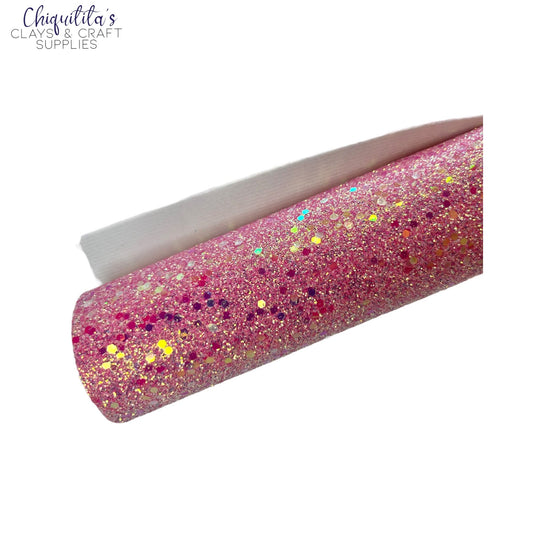 Bow Craft Supplies: Solid Hot Pink Sparkle - Chunky Glitter Sheet