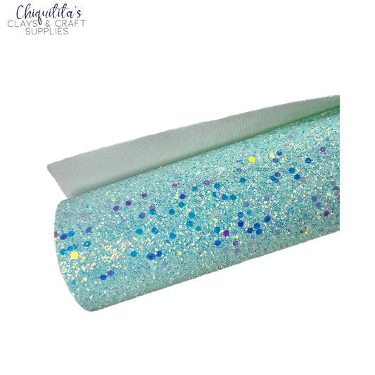 Bow Craft Supplies: Solid Pastel Blue Sparkle - Chunky Glitter Sheet
