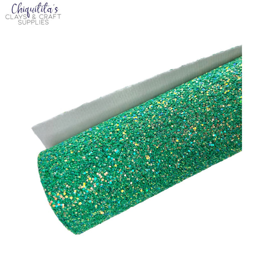 Bow Craft Supplies: Green Crystallised Sugar Edition - Chunky Glitter Sheet