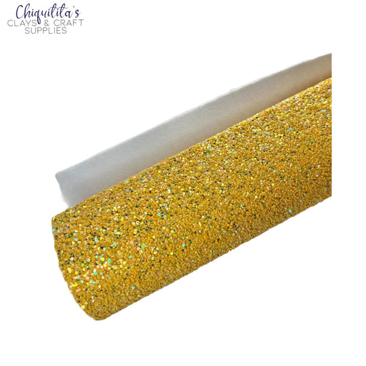 Bow Craft Supplies: Honey Yellow Crystallised Sugar Edition - Chunky Glitter Sheet