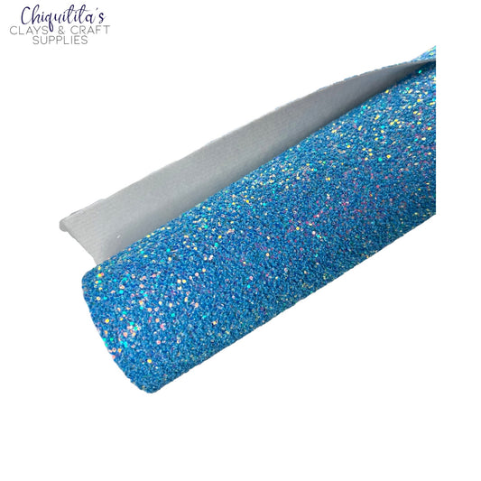 Bow Craft Supplies: Azure Blue Crystallised Sugar Edition - Chunky Glitter Sheet
