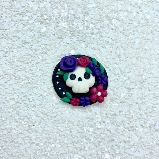 Clay Embellishment: Halloween Exclusive - Floral Skull Cameo