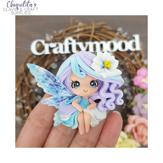 Clay Embellishments: Exclusive - Winter Blue Lilac Fairy