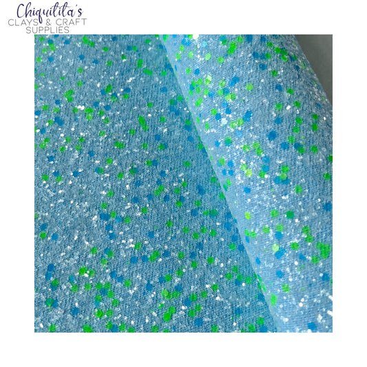Bow Craft Supplies: Blue & Colourful Confetti - Chunky Glitter Sheet