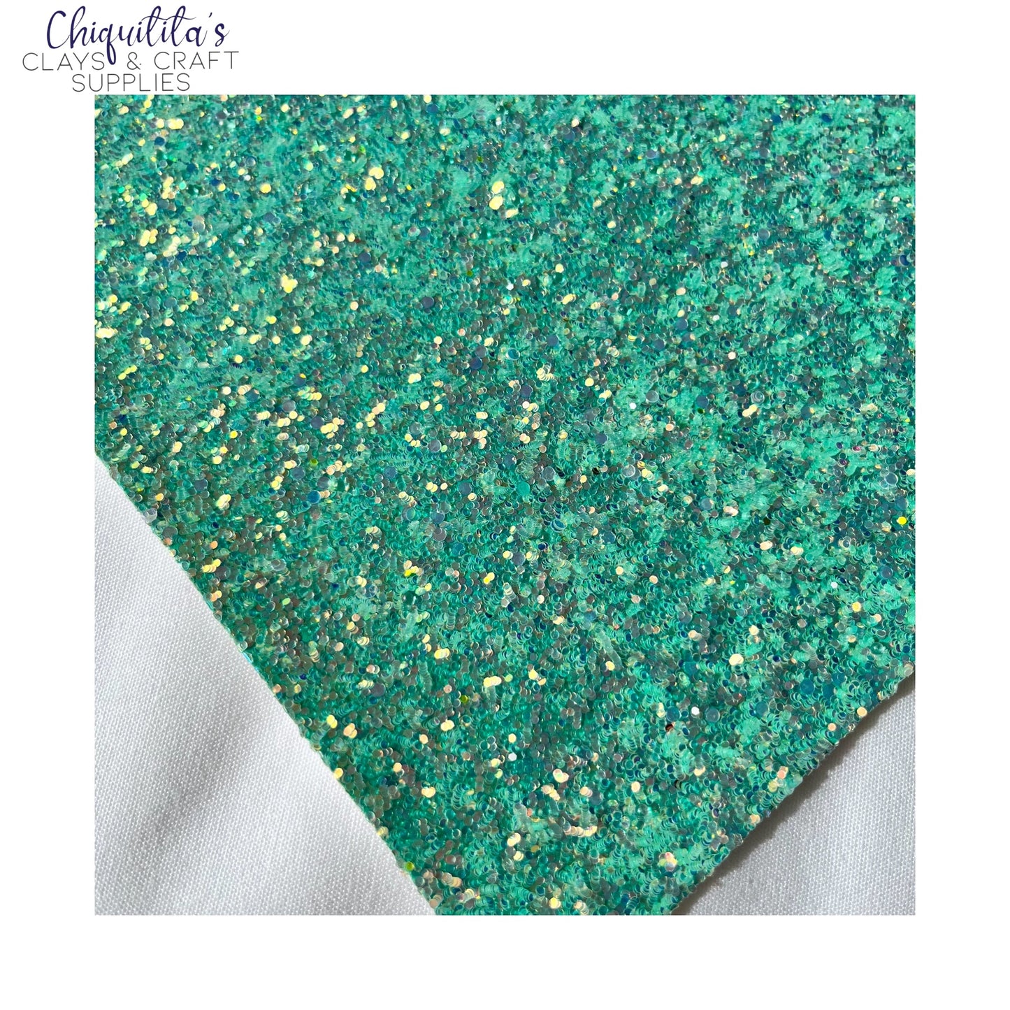 Bow Craft Supplies: Emerald Droplets Edition- Chunky Glitter Sheet