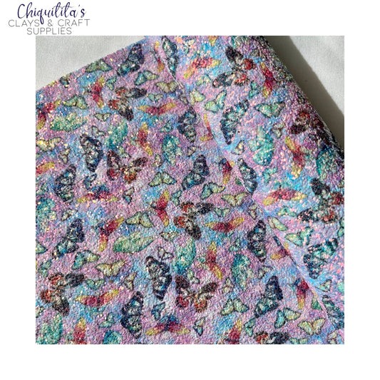 Bow Craft Supplies: Printed Butterfly Purple - Fine Glitter Sheet