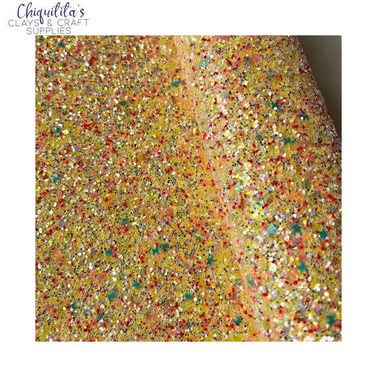 Bow Craft Supplies: Canary Yellow Butterfly Shimmer - Chunky Glitter Sheet